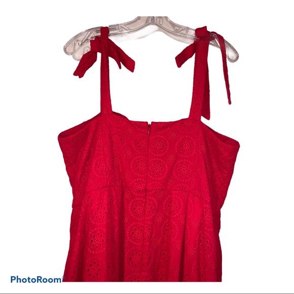 Anthropologie Red Sz 14 Kari Eyelet Midi Dress NWT - Picture 7 of 10